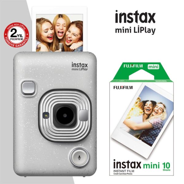 Instax mini LiPlay Hybrid Stone White Fotoğraf Makinesi 10lu mini Film