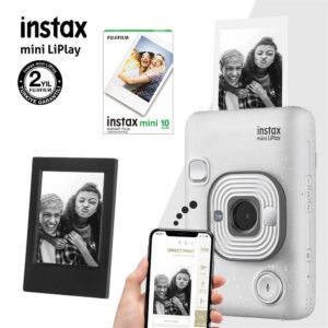 Instax mini LiPlay Hybrid Stone White Fotoğraf Makinesi-10lu mini Film ve Çerçeve