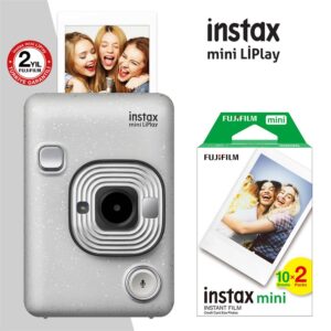 Instax mini LiPlay Hybrid Stone White Fotoğraf Makinesi 20li mini Film