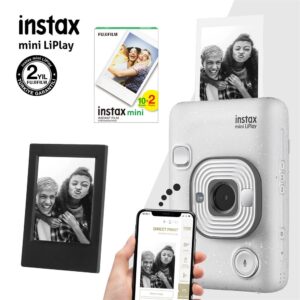 Instax mini LiPlay Hybrid Stone White Fotoğraf Makinesi-20li mini Film ve Çerçeve