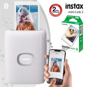 Instax mini Link 2 Beyaz Akıllı Telefon Yazıcısı ve 10'lu mini Film