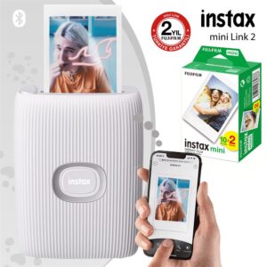 Instax mini Link 2 Beyaz Akıllı Telefon Yazıcısı ve 20'li mini Film