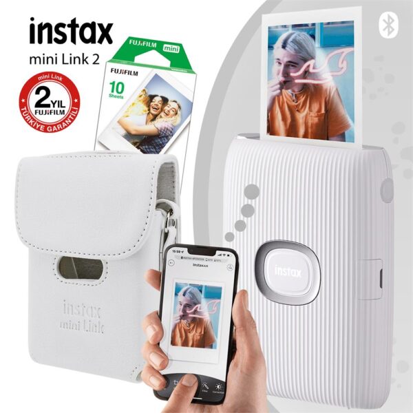 Instax mini Link 2 Beyaz Akıllı Telefon Yazıcısı ve Çantalı Hediye Seti 3