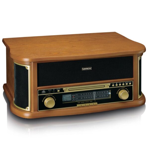 Lenco TCD-2551WD Ahşap Retro Bluetooth USB FM Radyo CD Kaset Özellikli Pikap Plak Çalar - Görsel 2