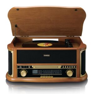 Lenco TCD-2551WD Ahşap Retro Bluetooth USB FM Radyo CD Kaset Özellikli Pikap Plak Çalar - Görsel 3