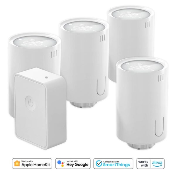 Meross Wi-Fi Uzaktan Kontrollü Akıllı HUB ve 4 Adet Termostat Vana Seti