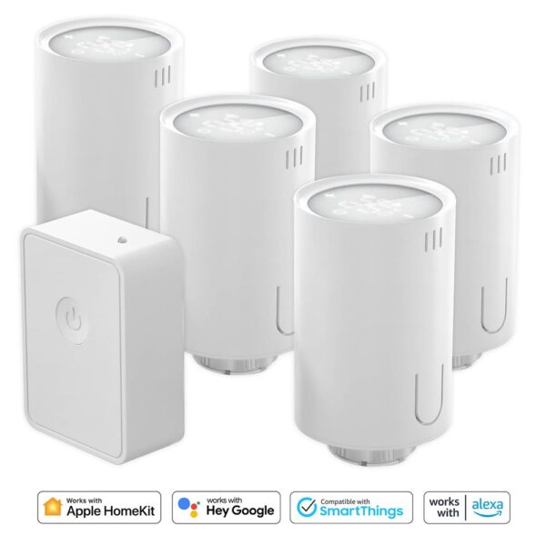 Meross Wi-Fi Uzaktan Kontrollü Akıllı HUB ve 5 Adet Termostat Vana Seti