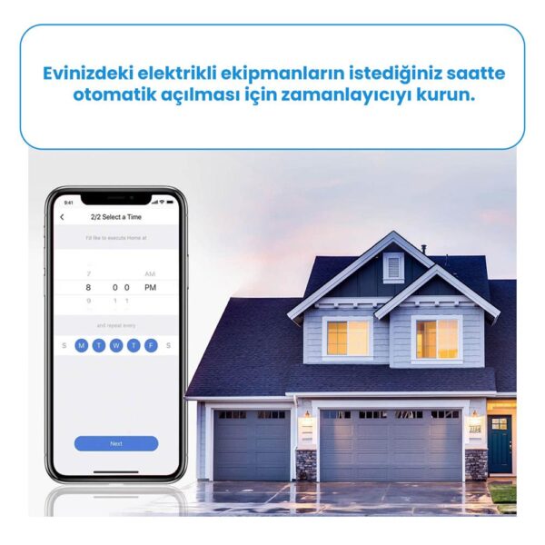 Meross Wi-Fi Uzaktan Kontrollü Akım Korumalı Akıllı Tekli Priz - Görsel 3