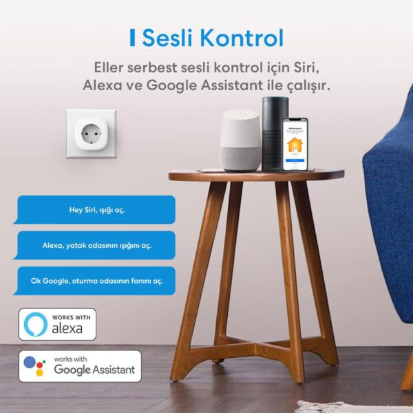 Meross Wi-Fi Uzaktan Kontrollü Akım Korumalı Akıllı Tekli Priz - Görsel 6