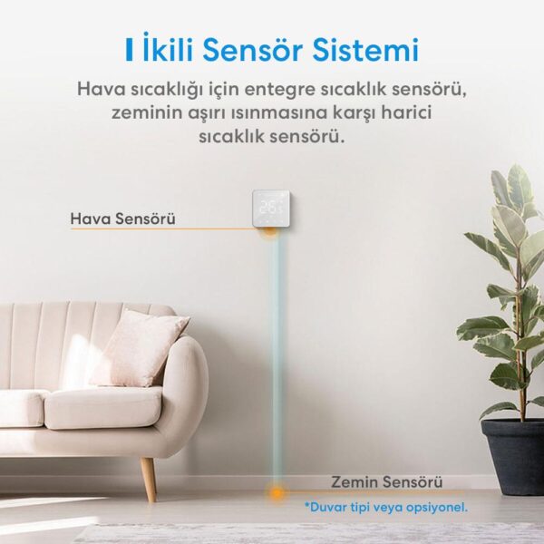 Meross Wi-Fi Uzaktan Kontrollü Yerden Isıtmalı Elektrik Bağlantılı Akıllı Termostat - Görsel 4