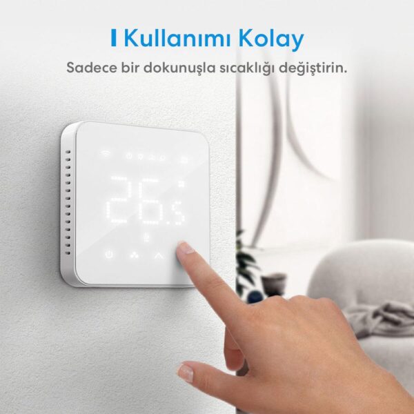 Meross Wi-Fi Uzaktan Kontrollü Yerden Isıtmalı Elektrik Bağlantılı Akıllı Termostat - Görsel 5