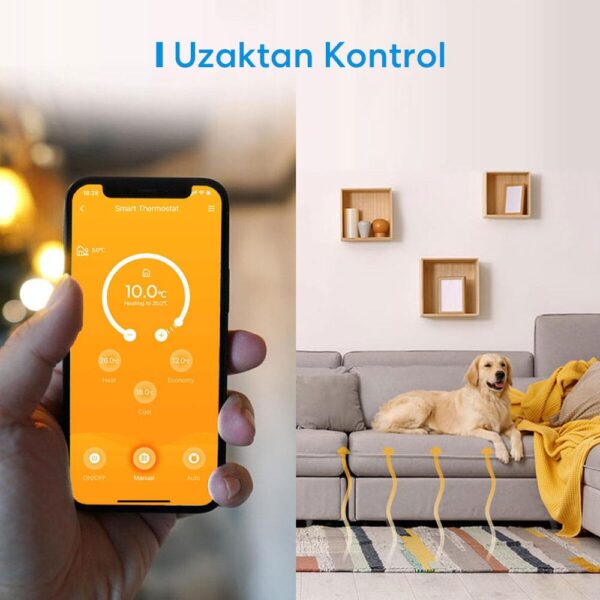 Meross Wi-Fi Uzaktan Kontrollü Yerden Isıtmalı Elektrik Bağlantılı Akıllı Termostat - Görsel 7