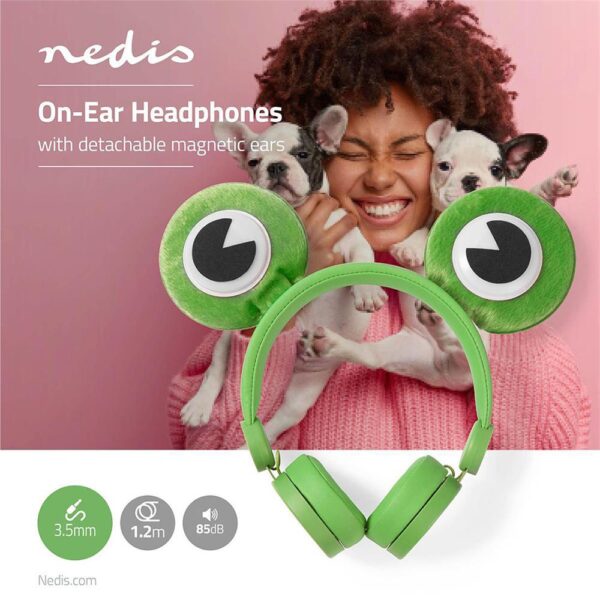 Nedis Freddy Frog Yeşil Çıkarılabilir Aksesuarlı Kulak Üstü Çocuk Kulaklığı - Görsel 8