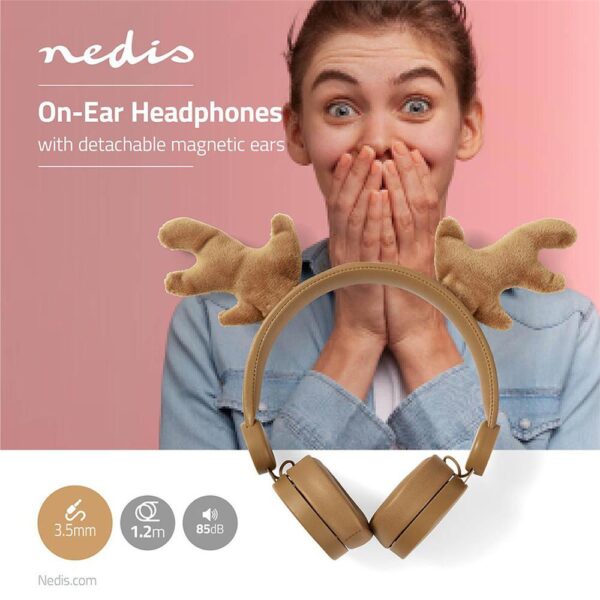 Nedis Rudy Reindeer Kahverengi Çıkarılabilir Aksesuarlı Kulak Üstü Çocuk Kulaklığı - Görsel 8