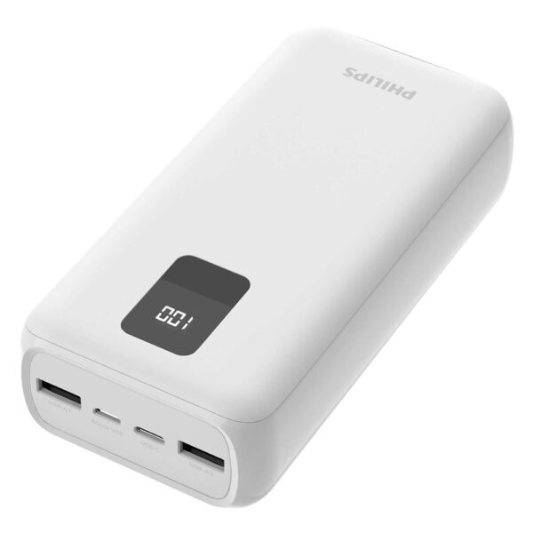 Philips DLP1930CW/00 Beyaz 30.000mAh 2x USB-A ve USB-C Bağlantısı Powerbank Taşınabilir Hızlı Şarj Cihazı-DLP1930CW/00