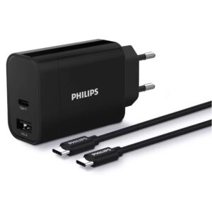 Philips DLP2621C 30W USB-A ve USB-C Bağlantısı Type-C Kablolu Duvar Şarj Adaptörü
