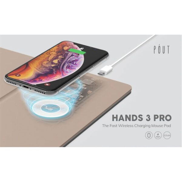 Pout Hands III Pro Krem Wireless Hızlı Şarj Özellikli Mouse Pad - Görsel 2