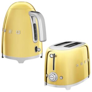 Smeg 50'S Style Special Edition Gold Kettle ve 1x2 Ekmek Kızartma Makinesi Seti