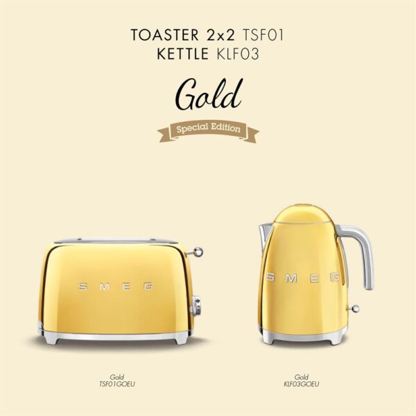Smeg 50'S Style Special Edition Gold Kettle ve 1x2 Ekmek Kızartma Makinesi Seti - Görsel 6