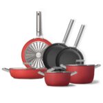 Smeg Cookware 50'S Style GRANDE Kırmızı 6'lı Tencere&Tava Seti
