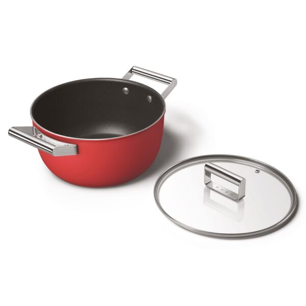 Smeg Cookware 50'S Style Kırmızı Cam Kapaklı 24 cm Tencere - Görsel 5