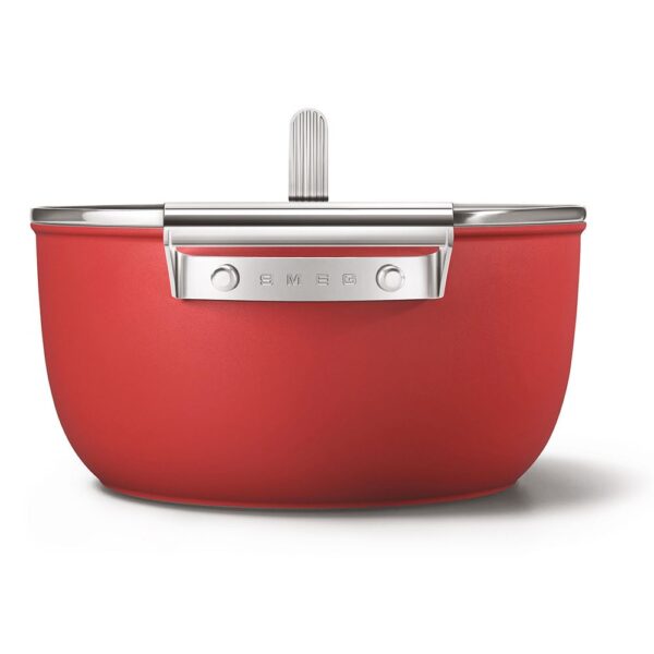 Smeg Cookware 50'S Style Kırmızı Cam Kapaklı 24 cm Tencere - Görsel 6