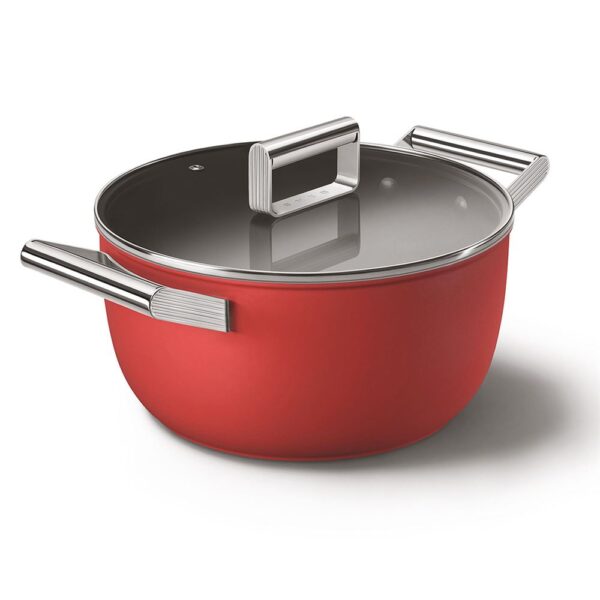 Smeg Cookware 50'S Style Kırmızı Cam Kapaklı 24 cm Tencere - Görsel 7