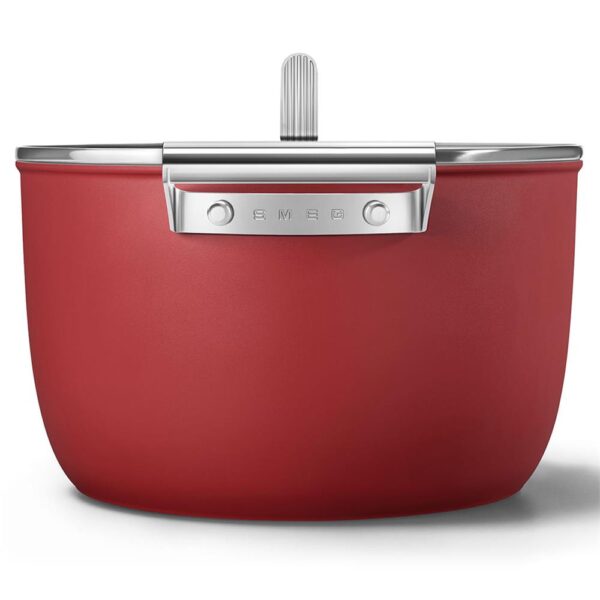 Smeg Cookware 50'S Style Kırmızı Cam Kapaklı 26 cm Tencere - Görsel 3