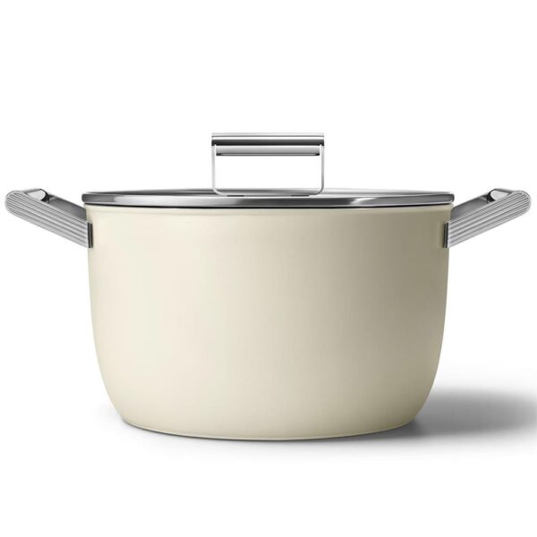 Smeg Cookware 50'S Style Krem Cam Kapaklı 26 cm Tencere - Görsel 2