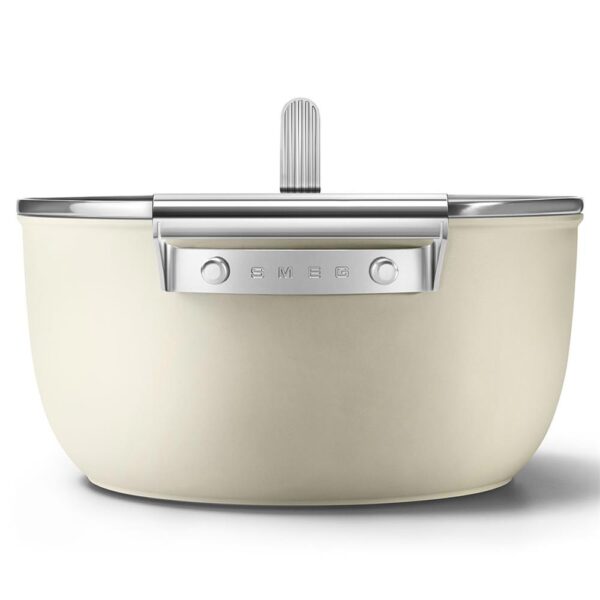 Smeg Cookware 50'S Style Krem Cam Kapaklı 26 cm Tencere - Görsel 3