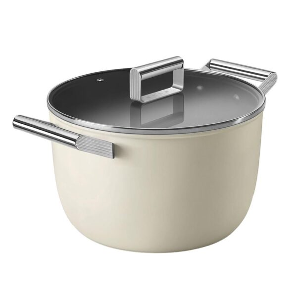 Smeg Cookware 50'S Style Krem Cam Kapaklı 26 cm Tencere