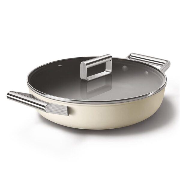 Smeg Cookware 50'S Style Krem Cam Kapaklı 28 cm Pilav Tenceresi - Görsel 2