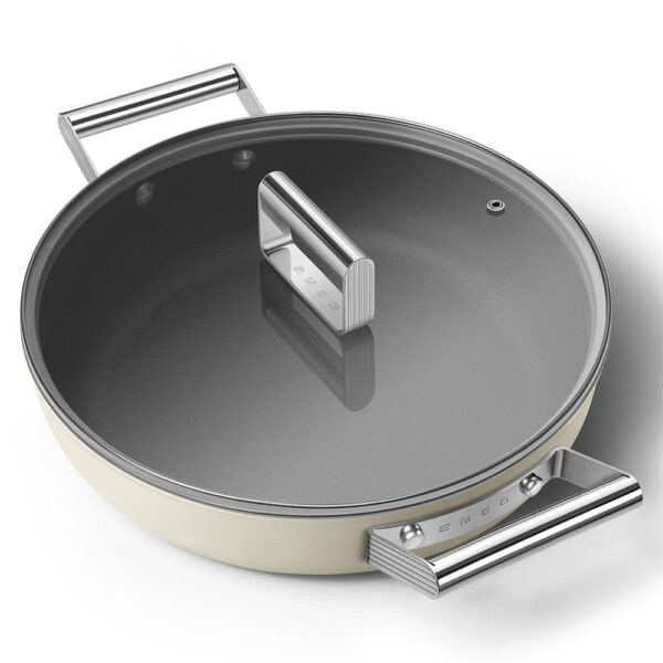 Smeg Cookware 50'S Style Krem Cam Kapaklı 28 cm Pilav Tenceresi - Görsel 7