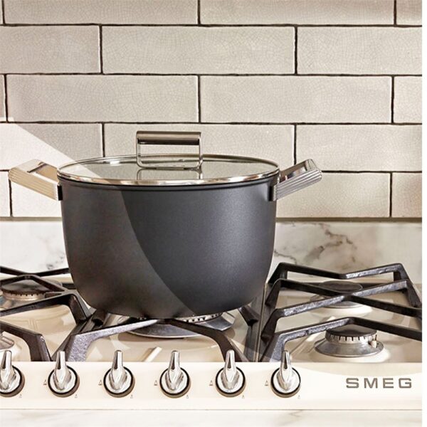 Smeg Cookware 50'S Style PRIMA Siyah 4'lü Tencere&Tava Seti - Görsel 7