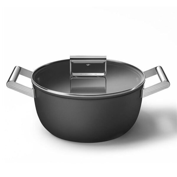 Smeg Cookware 50'S Style Siyah Cam Kapaklı 24 cm Tencere - Görsel 3