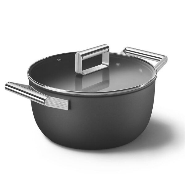 Smeg Cookware 50'S Style Siyah Cam Kapaklı 24 cm Tencere - Görsel 4