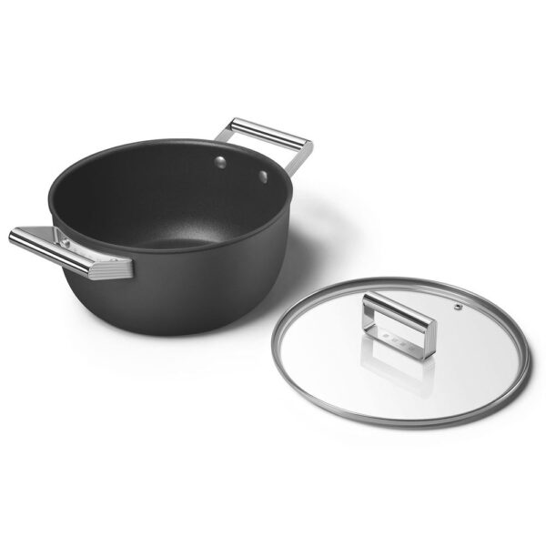 Smeg Cookware 50'S Style Siyah Cam Kapaklı 24 cm Tencere - Görsel 8