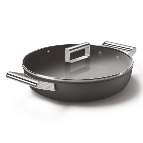 Smeg Cookware 50'S Style Siyah Cam Kapaklı 28 cm Pilav Tenceresi - Görsel 2