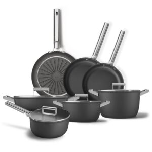 Smeg Cookware 50's Style Siyah Grande Plus 7'li Tencere&Tava Seti