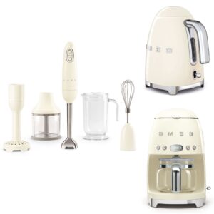 Smeg Krem Kettle-Filtre Kahve Makinesi ve El Blender Seti