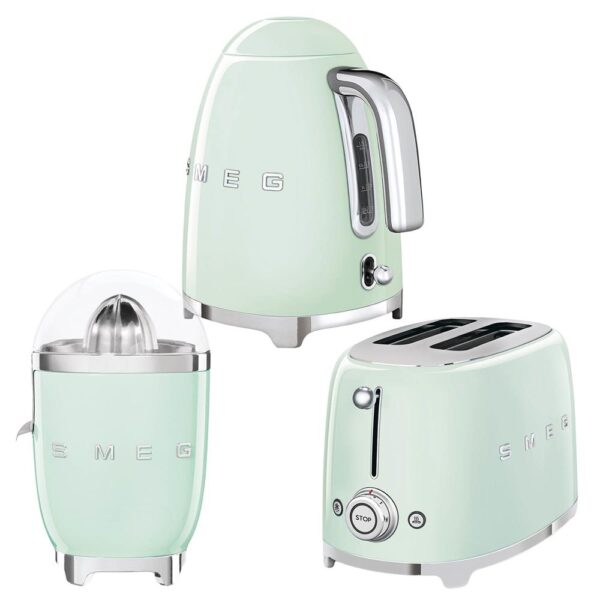 Smeg Pastel Yeşil Kettle-1x2 Ekmek Kızartma Makinesi ve Narenciye Sıkacağı Seti
