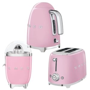 Smeg Pembe Kettle-1x2 Ekmek Kızartma Makinesi ve Narenciye Sıkacağı Seti