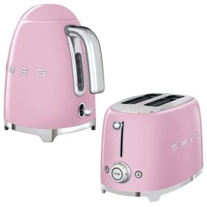 Smeg Pembe Kettle ve 1x2 Ekmek Kızartma Makinesi Seti