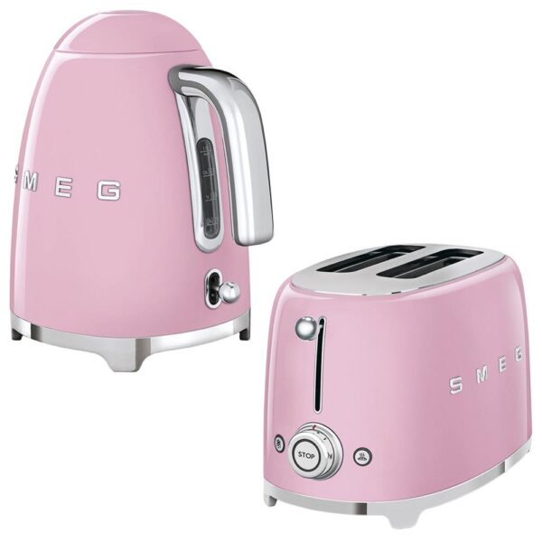 Smeg Pembe Kettle ve 1x2 Ekmek Kızartma Makinesi Seti