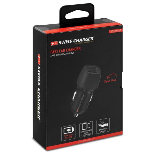 Swiss Charger 17W Usb Araç İçi Hızlı Şarj -  Çakmaklık Şarj-SCH-50027 - Görsel 2