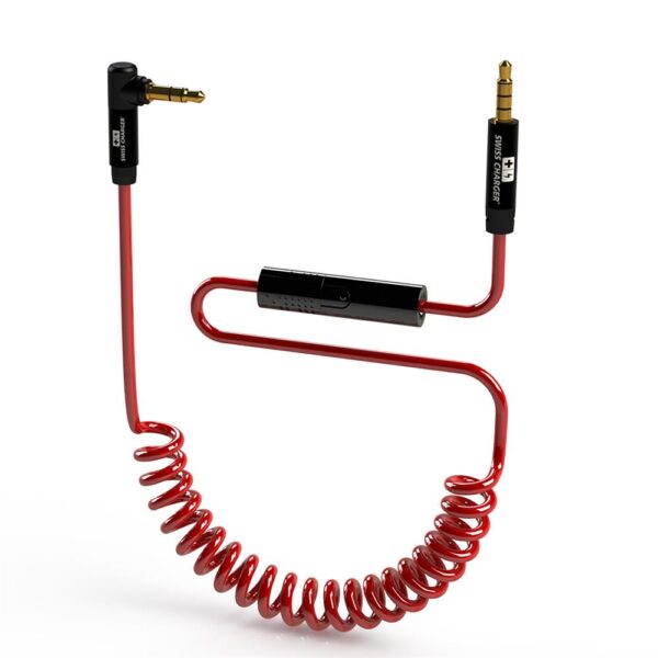Swiss Charger Spiral Ses Kablosu - Dahili Mikrofonlu